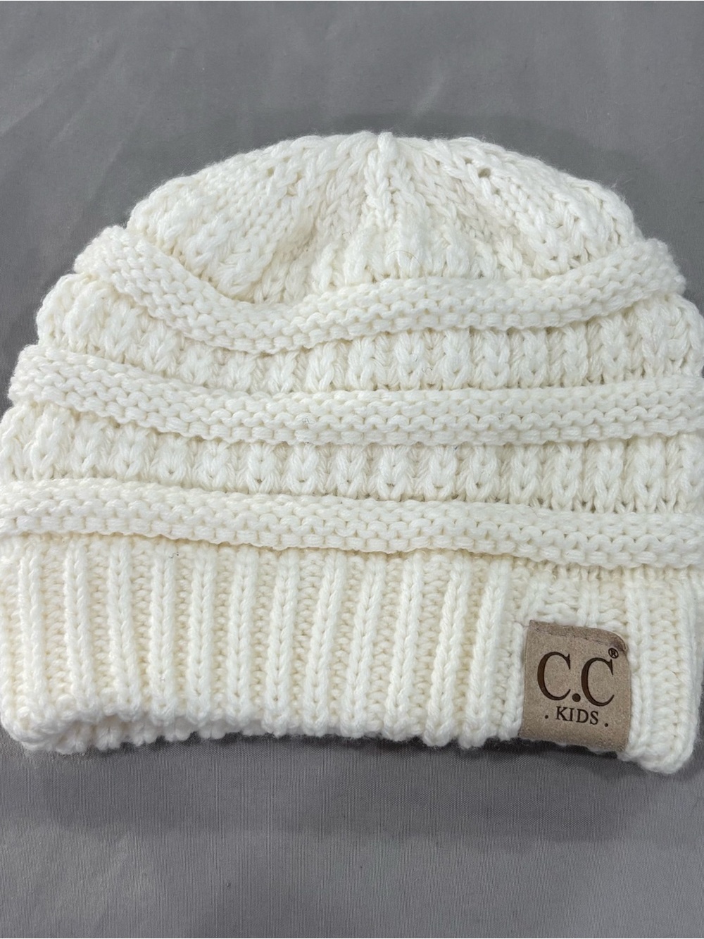 C.C Baby Cream Cable Knit Beanie Ivory Winter Hat Cozy Neutral One Size Winter